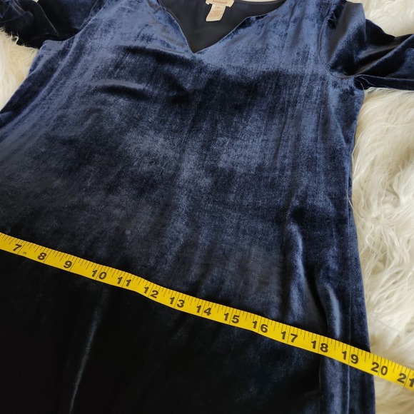 Sundance Velvet Silk Dress Women Small Olivia Short Sleeve Shift Midnight Blue‎ - Picture 11 of 16